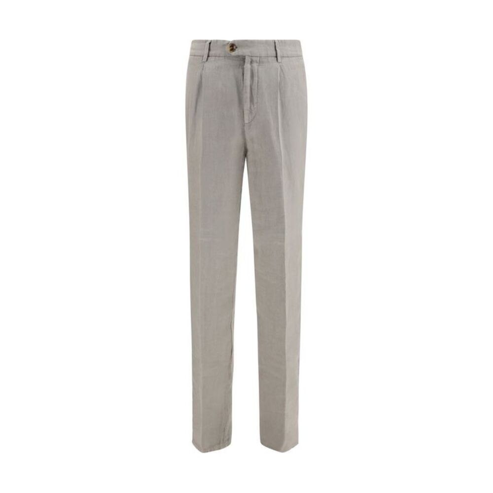 Brunello Cucinelli Gray Linen Casual Men's Pants
